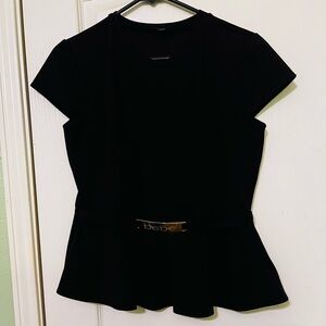 Bebe Elegant Black Belted Blouse